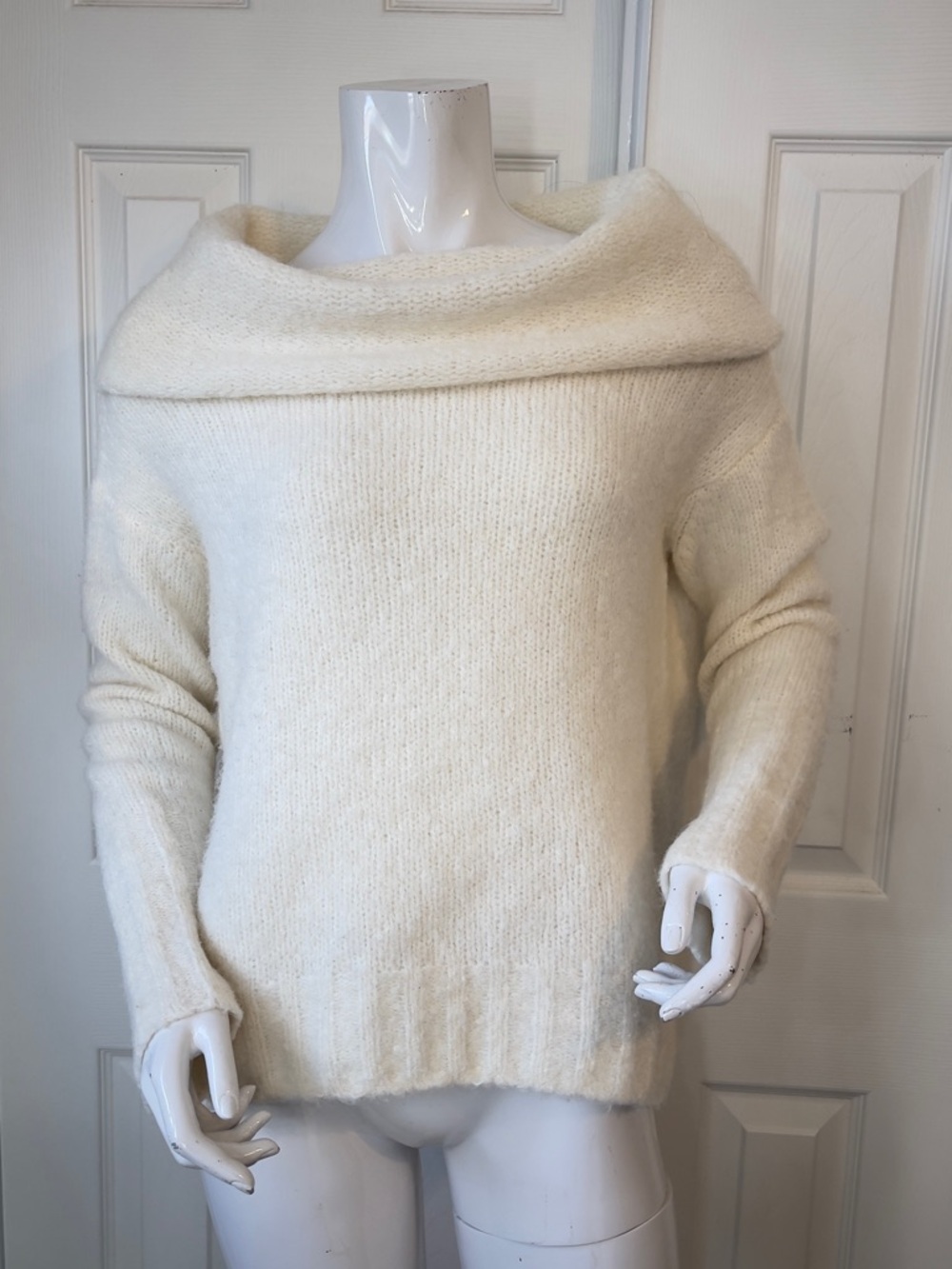 Cozy Off-Shoulder Cream Women's Sweater